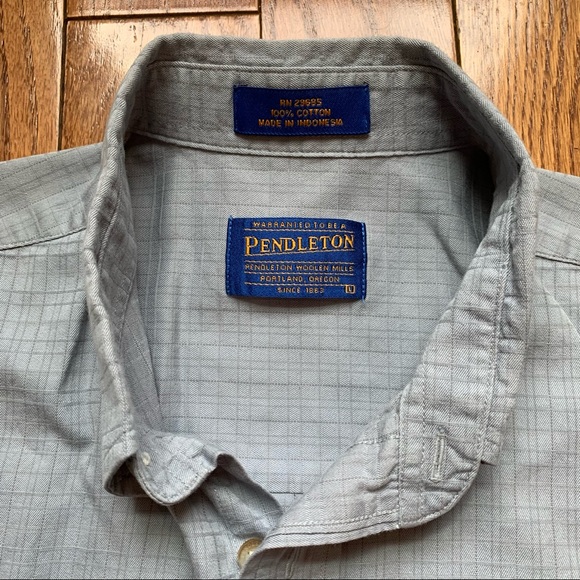 Pendleton Blue Short-Sleeve Truman Button Down Shirt, Large, 100% cotton - Picture 7 of 16